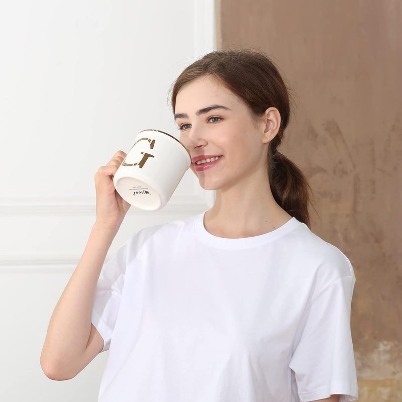 Miicol Ceramic Coffee Mug 16 oz, Monogram Coffee Cup, Golden Initial Tea Mug, Personalized Tea Cup, Unique Gift, Large Mug for Home, Office, Letter K - Image 4